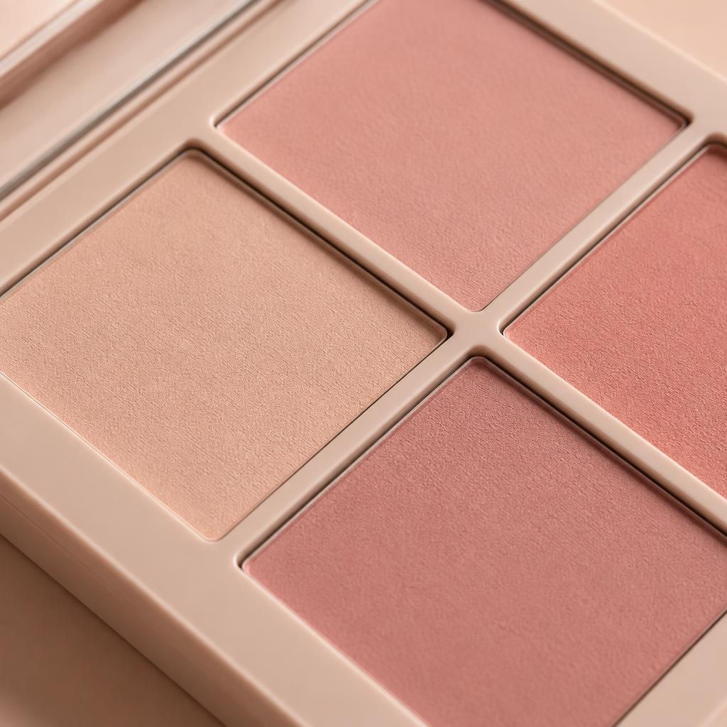 Paleta de rubores en tonos beige y rosa pálido